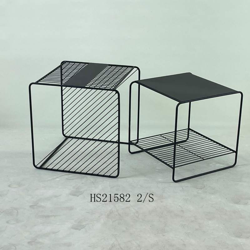 Square Modern Black Metal Coffee Table